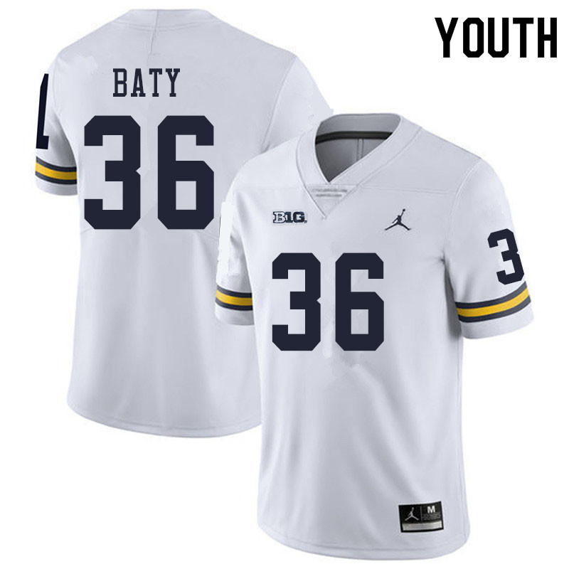 Youth #36 Ramsey Baty Michigan Wolverines College Football Jerseys Sale-White